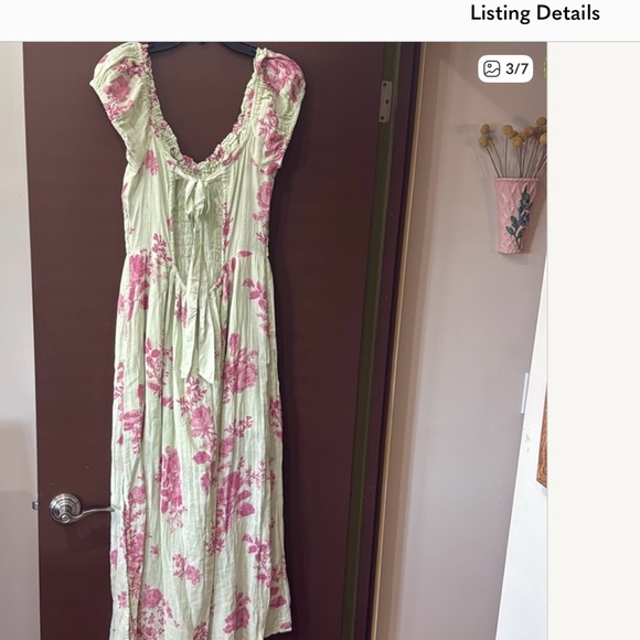 Free People Light Green Floral Cotton Maxi Dress - Picture 3 of 3